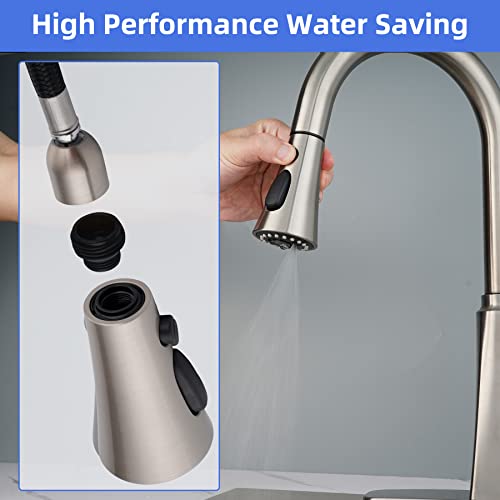 iFealClear Universal Kitchen Faucet Head Replacement, 3 Modes Pull Down Faucet Spray Head, Compatible with Moen Delta, Equipped with 15 Adapters, Brushed Nickel - Image 3