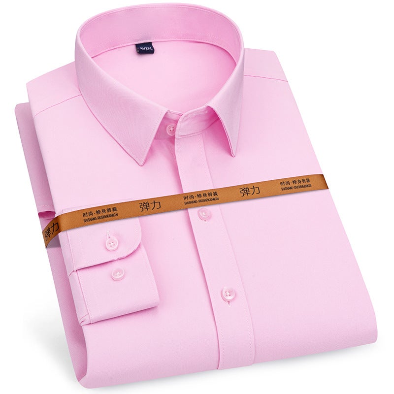 Men'S Professional Work Clothes Long-Sleeved Shirt Business Non-Ironing Casual White Shirt Fashion Men'S Solid Color Work Clothes - Image 5