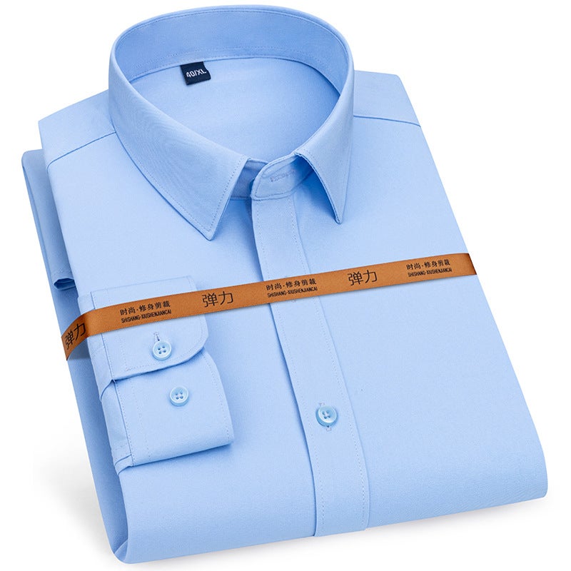Men'S Professional Work Clothes Long-Sleeved Shirt Business Non-Ironing Casual White Shirt Fashion Men'S Solid Color Work Clothes - Image 4