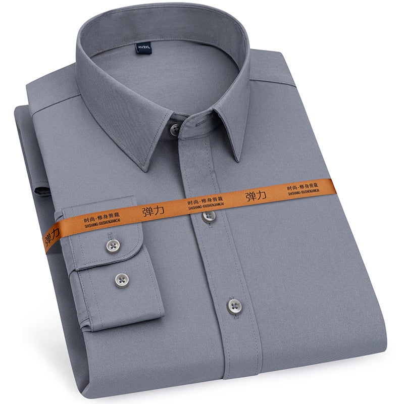 Men'S Professional Work Clothes Long-Sleeved Shirt Business Non-Ironing Casual White Shirt Fashion Men'S Solid Color Work Clothes - Image 3
