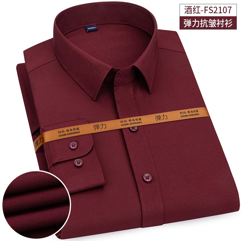 Men'S Professional Work Clothes Long-Sleeved Shirt Business Non-Ironing Casual White Shirt Fashion Men'S Solid Color Work Clothes - Image 1