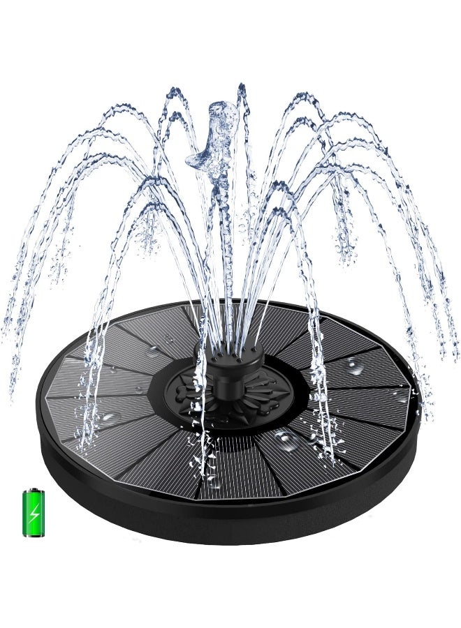 Generic Yzert  Solar Fountain With 2000 Mah Battery Backup Works In Cloudy, Glass Solar Powered Bird Bath Fountains With 7 Nozzles, 3.6 W Solar Fountain Pump For Birdbath, Garden, Outdoor, Pond (Black)  - Image 3