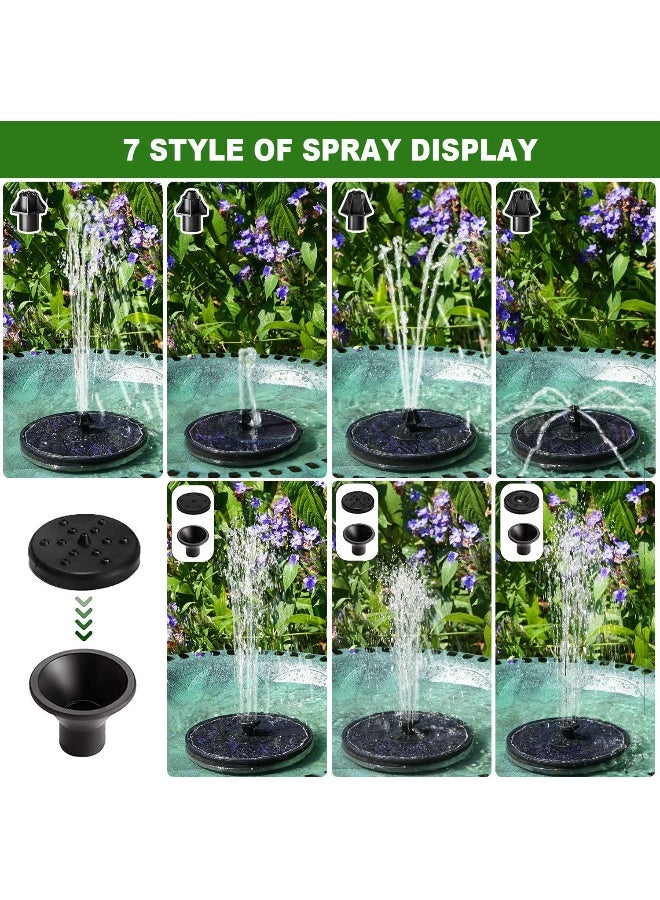 Generic Yzert  Solar Fountain With 2000 Mah Battery Backup Works In Cloudy, Glass Solar Powered Bird Bath Fountains With 7 Nozzles, 3.6 W Solar Fountain Pump For Birdbath, Garden, Outdoor, Pond (Black)  - Image 2