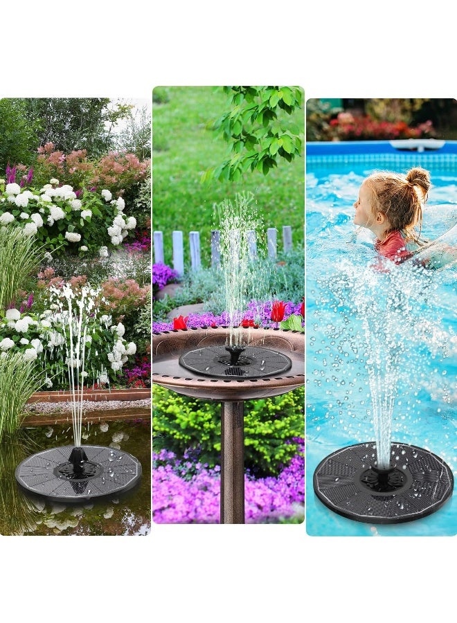 Generic Yzert  Solar Fountain With 2000 Mah Battery Backup Works In Cloudy, Glass Solar Powered Bird Bath Fountains With 7 Nozzles, 3.6 W Solar Fountain Pump For Birdbath, Garden, Outdoor, Pond (Black)  - Image 5
