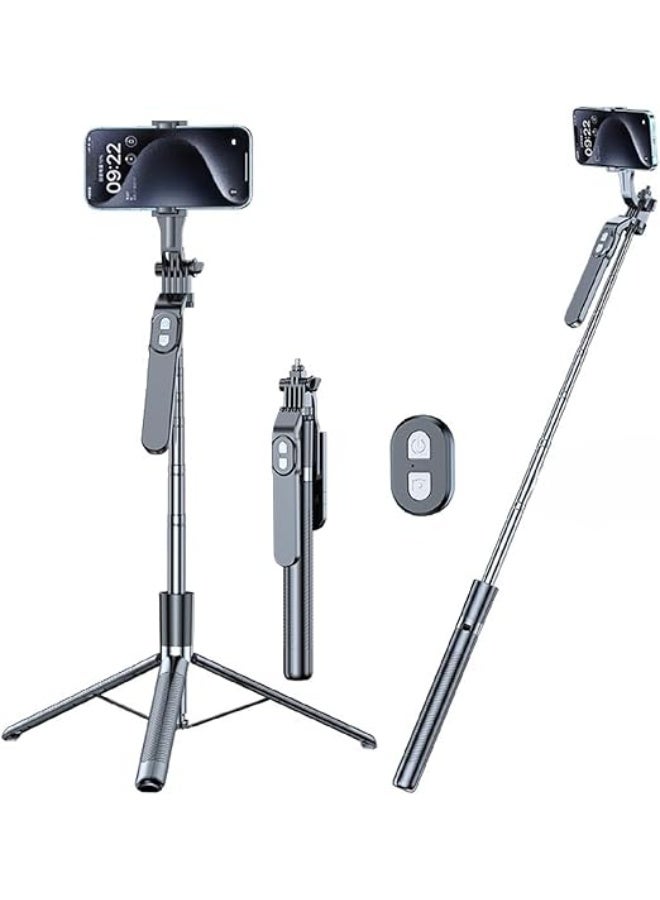 170cm Tripod Selfie Stick with Wireless Remote and LED Light – Compatible with iPhone and Android Smartphones - Image 1