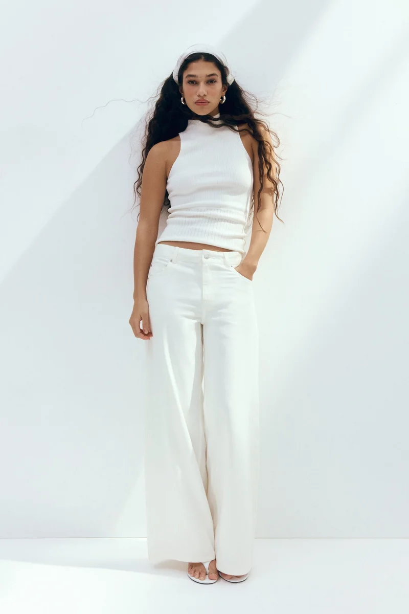 اتش اند ام جينز بقصة واسعة وخصر عادي