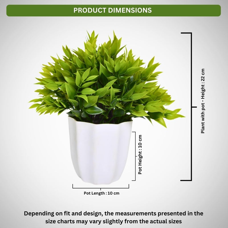 fancymart Artificial Green Leaves Bunch in Pot - 22 cm Height, Perfect for Tabletop Decoration | Ideal for Home & Office Décor - Image 4
