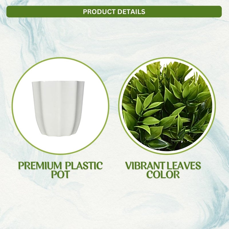 fancymart Artificial Green Leaves Bunch in Pot - 22 cm Height, Perfect for Tabletop Decoration | Ideal for Home & Office Décor - Image 3