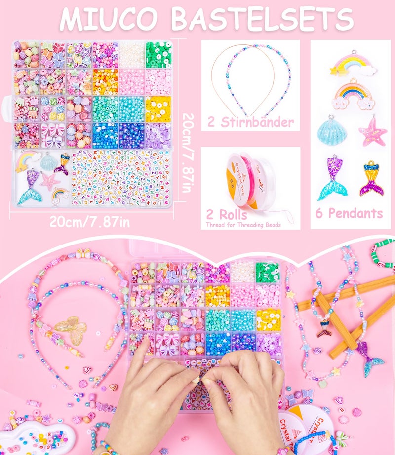 MiuCo Bracelet Making Kit for Kids Girls - Cute Beads for Jewelry Making Kit with Charms - Arts and Crafts for Make Necklaces - Birthday Gifts for Girls Ages 5 6 7 8 9 10 (Kids' Jewelry Making Kits) - Image 2