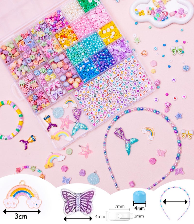 MiuCo Bracelet Making Kit for Kids Girls - Cute Beads for Jewelry Making Kit with Charms - Arts and Crafts for Make Necklaces - Birthday Gifts for Girls Ages 5 6 7 8 9 10 (Kids' Jewelry Making Kits) - Image 4
