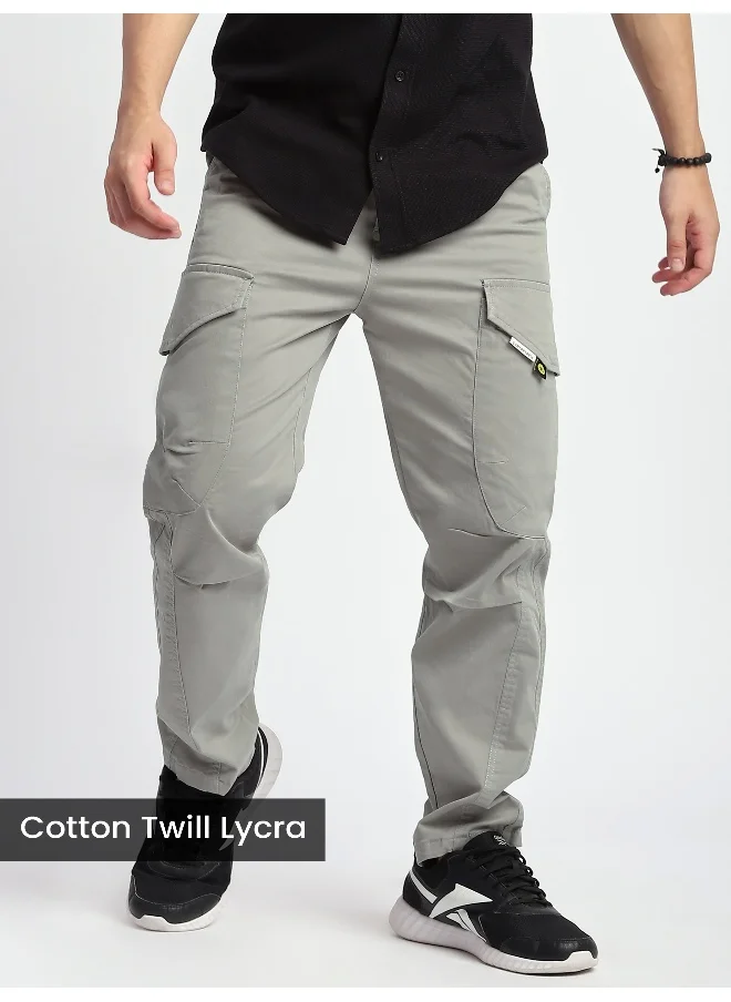 Beyoung Light Grey Cut and Sew Cargo Pants