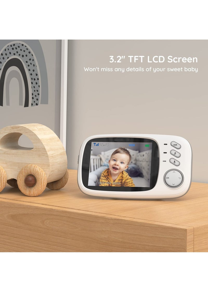 Excefore Baby Monitor Wireless Video Baby Monitor with Camera 3.2'' HD Screen  Night Vision Two-Way Talk Feeding Reminder - Image 3