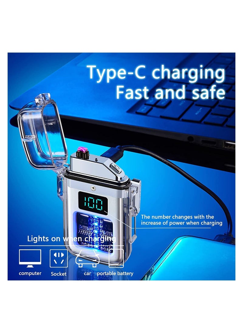 Generic Waterproof Electric Lighter With Type C Charging, Transparent Shell With Digital Display, Glowing Transparent Design, And Pulse Lighter Technology White  - Image 3