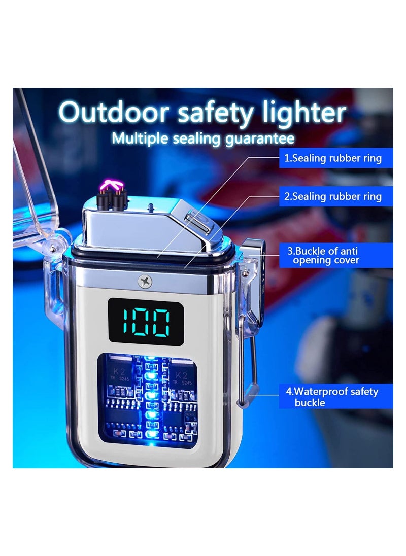 Generic Waterproof Electric Lighter With Type C Charging, Transparent Shell With Digital Display, Glowing Transparent Design, And Pulse Lighter Technology White  - Image 4
