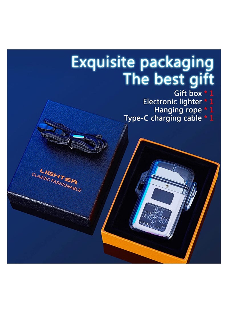 Generic Waterproof Electric Lighter With Type C Charging, Transparent Shell With Digital Display, Glowing Transparent Design, And Pulse Lighter Technology White  - Image 2