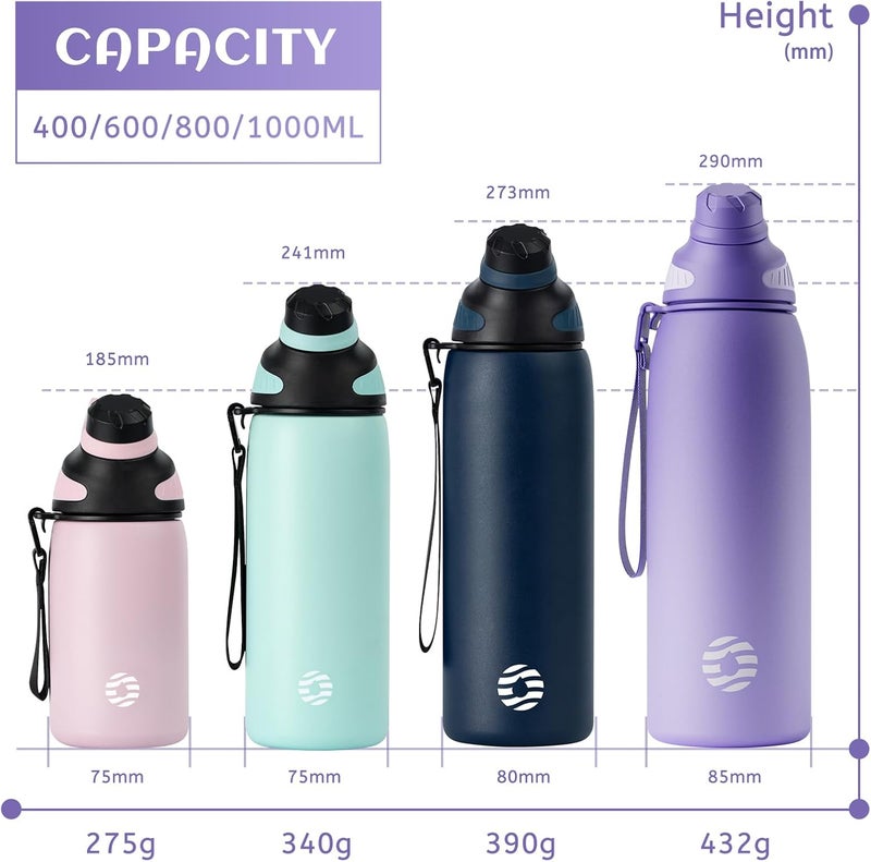 FjBottle Stainless Steel Water Bottle 600ml/800ml/1L/1.5L with Magnetic Lid, BPA Free Insulated Water Bottle, Sports Metal Water Bottle Hot&Cold Drinks Vacuum Flask Leak-Proof for Gym, Work, Travel - Image 4