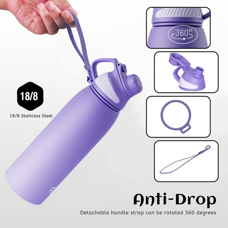 FjBottle Stainless Steel Water Bottle 600ml/800ml/1L/1.5L with Magnetic Lid, BPA Free Insulated Water Bottle, Sports Metal Water Bottle Hot&Cold Drinks Vacuum Flask Leak-Proof for Gym, Work, Travel - Image 3
