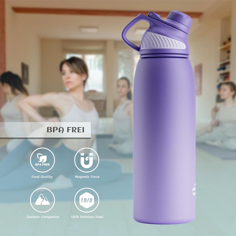 FjBottle Stainless Steel Water Bottle 600ml/800ml/1L/1.5L with Magnetic Lid, BPA Free Insulated Water Bottle, Sports Metal Water Bottle Hot&Cold Drinks Vacuum Flask Leak-Proof for Gym, Work, Travel - Image 5
