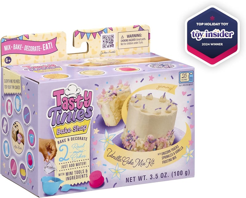 Goliath Tasty Tinies Bake Shop Vanilla Cake Mix Kit with Unicorn Tracks Sprinkles  Vanilla Frosting Mix  Bake  Decorate 2 Real Mini Cakes  Includes Mini Tools  Ingredients  Ages 6 - Image 3