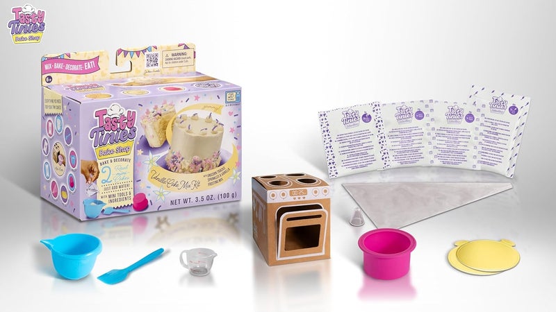 Goliath Tasty Tinies Bake Shop Vanilla Cake Mix Kit with Unicorn Tracks Sprinkles  Vanilla Frosting Mix  Bake  Decorate 2 Real Mini Cakes  Includes Mini Tools  Ingredients  Ages 6 - Image 2