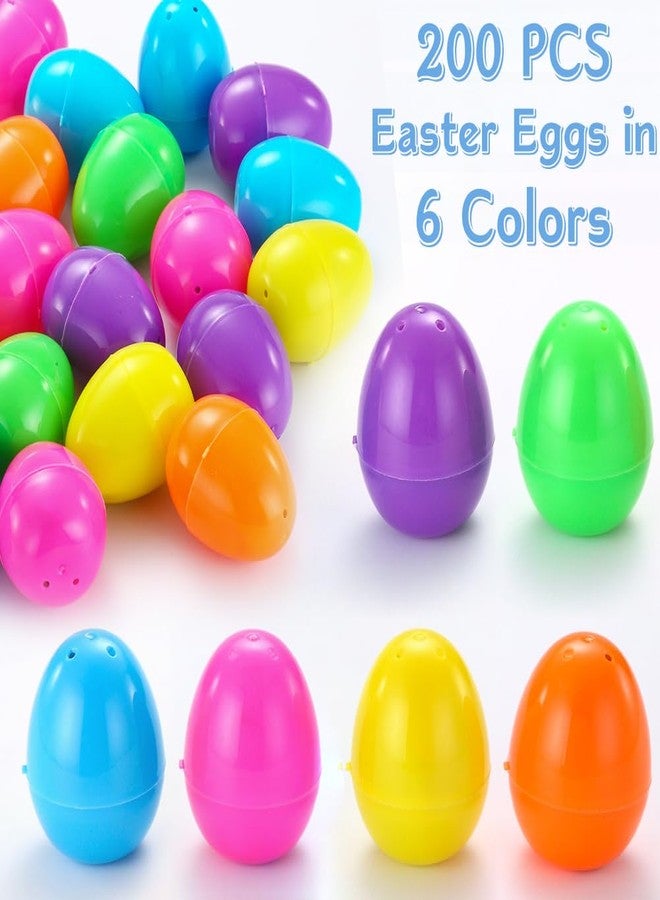 LUKBERA 200Pcs Bright Plastic Eggs Bulk, 2.4'' Assorted Colors Empty Shell Fillable Easter Eggs for Kids Easter Egg Hunt Theme Party Favor Basket Stuffers Fillers Classroom Prize Supplies - Image 3