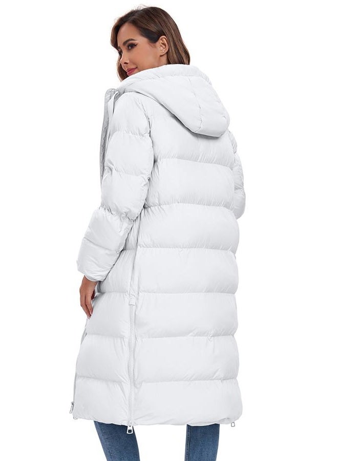 HOTIAN Women's Long Quilted Coat Maxi Length Thickened Puffer Down Jacket Padded Winter Warm Outerwear, White, XXL - Image 4