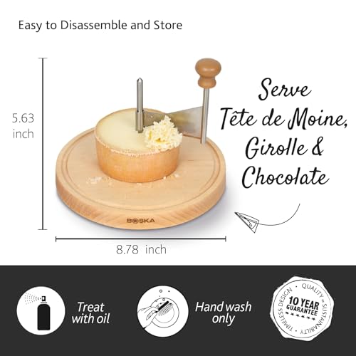 BOSKA Cheese Curler Amigo - The Original with 10-year Warranty - Cheese Wheel for i.a. Tete de Moine, Girolle & Chocolate - Cheese Shaver made of Stainless Steel - Image 5