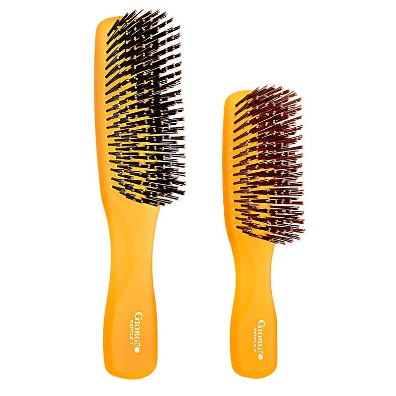 Giorgio GIO1 Gentle Hair Brush Dresser Size Wet Dry Pro Hair Brush Detangler Soft for Sensitive Scalp Good For Men Women Kids All hair lengths Durable and AntiStatic Set Orange