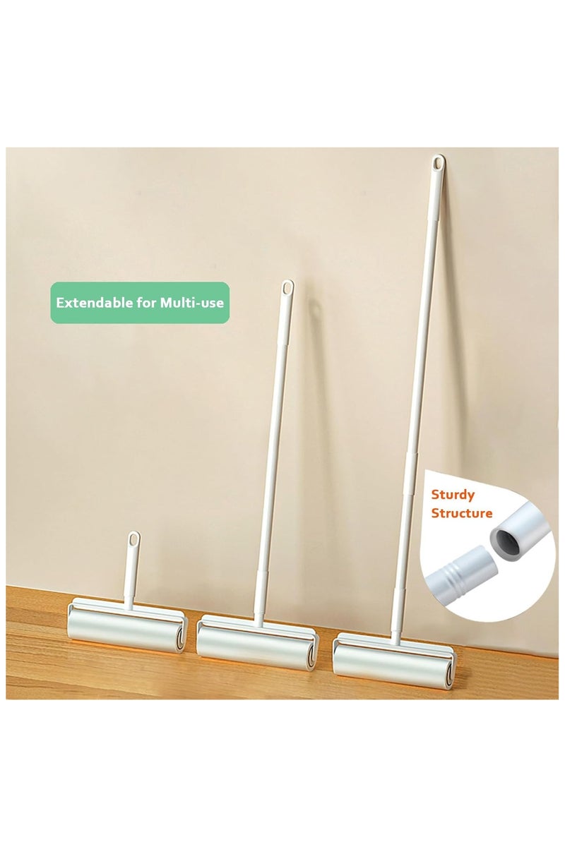 Floor Lint Roller with 2 Refills | 9.45" Extra Wide & Ultra Sticky | Long Handle Pet Hair Remover for Carpet, Couch, Bed & Hard Floors | Large-Surface Lint Remover Tool - Image 5