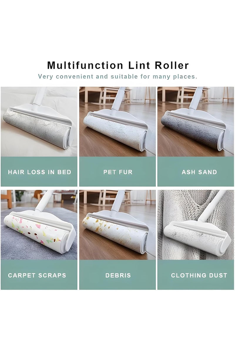 Floor Lint Roller with 2 Refills | 9.45" Extra Wide & Ultra Sticky | Long Handle Pet Hair Remover for Carpet, Couch, Bed & Hard Floors | Large-Surface Lint Remover Tool - Image 3