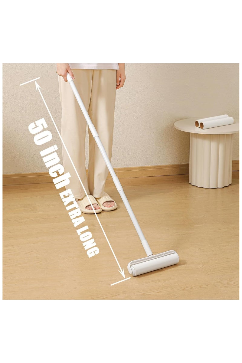 Floor Lint Roller with 2 Refills | 9.45" Extra Wide & Ultra Sticky | Long Handle Pet Hair Remover for Carpet, Couch, Bed & Hard Floors | Large-Surface Lint Remover Tool - Image 2