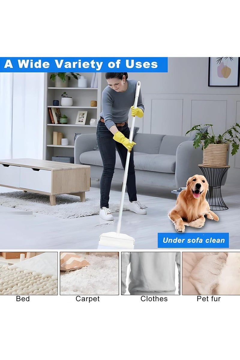 Floor Lint Roller with 2 Refills | 9.45" Extra Wide & Ultra Sticky | Long Handle Pet Hair Remover for Carpet, Couch, Bed & Hard Floors | Large-Surface Lint Remover Tool - Image 4