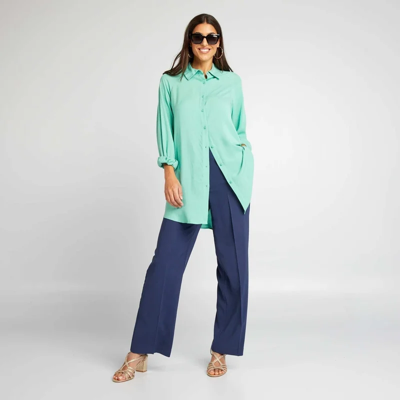 Kiabi Long Flowing Shirt Blue