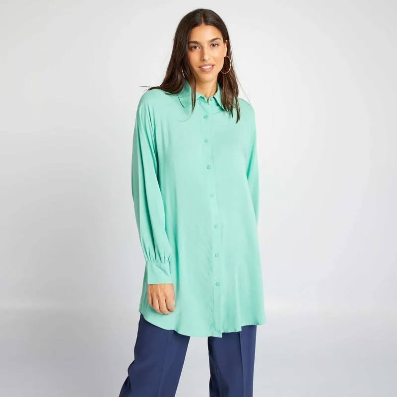 Kiabi Long Flowing Shirt Blue