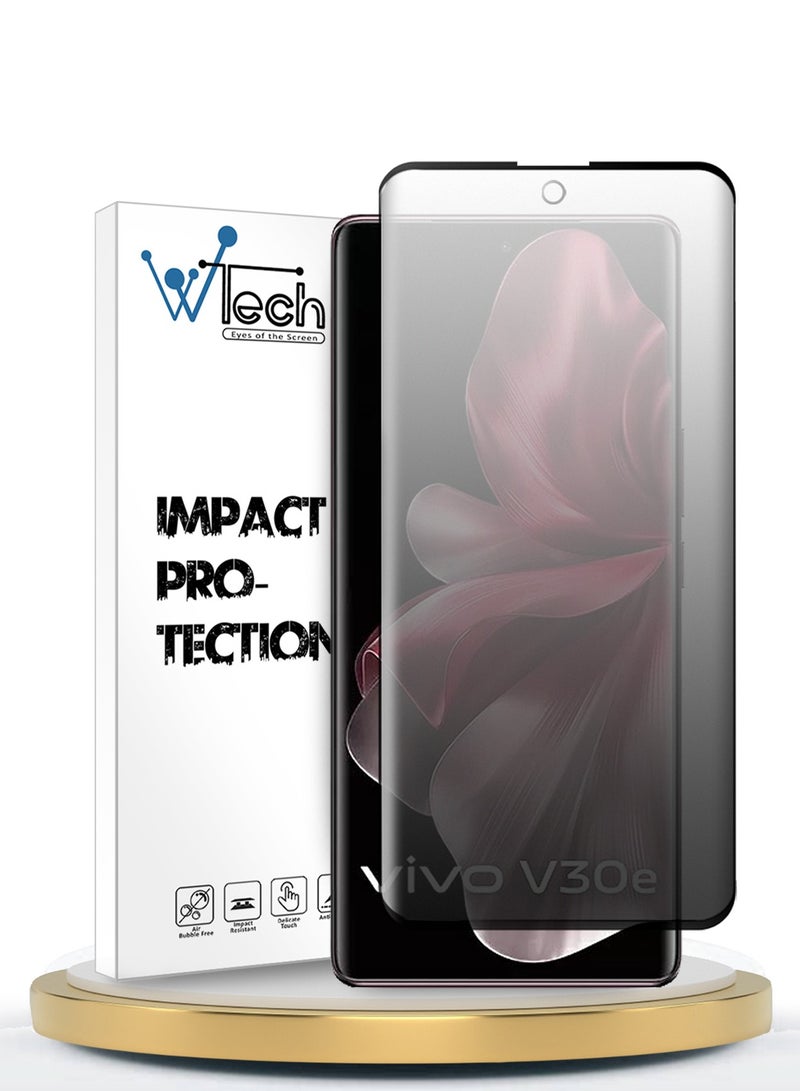 Wtech Premium E2E Privacy Full Glue Full Cover Tempered Glass Screen Protector For Vivo V30e 5G 2024 Clear/Black - Image 1