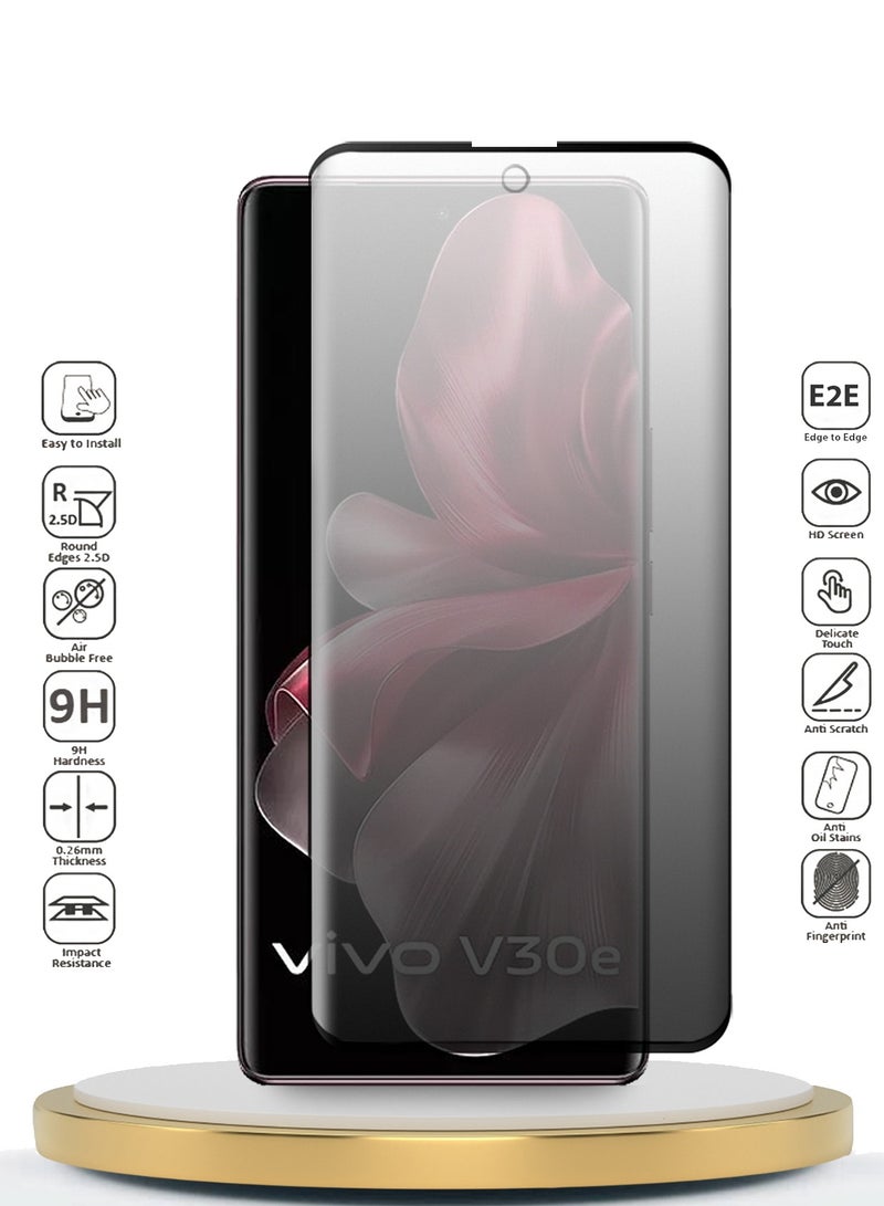 Wtech Premium E2E Privacy Full Glue Full Cover Tempered Glass Screen Protector For Vivo V30e 5G 2024 Clear/Black - Image 2