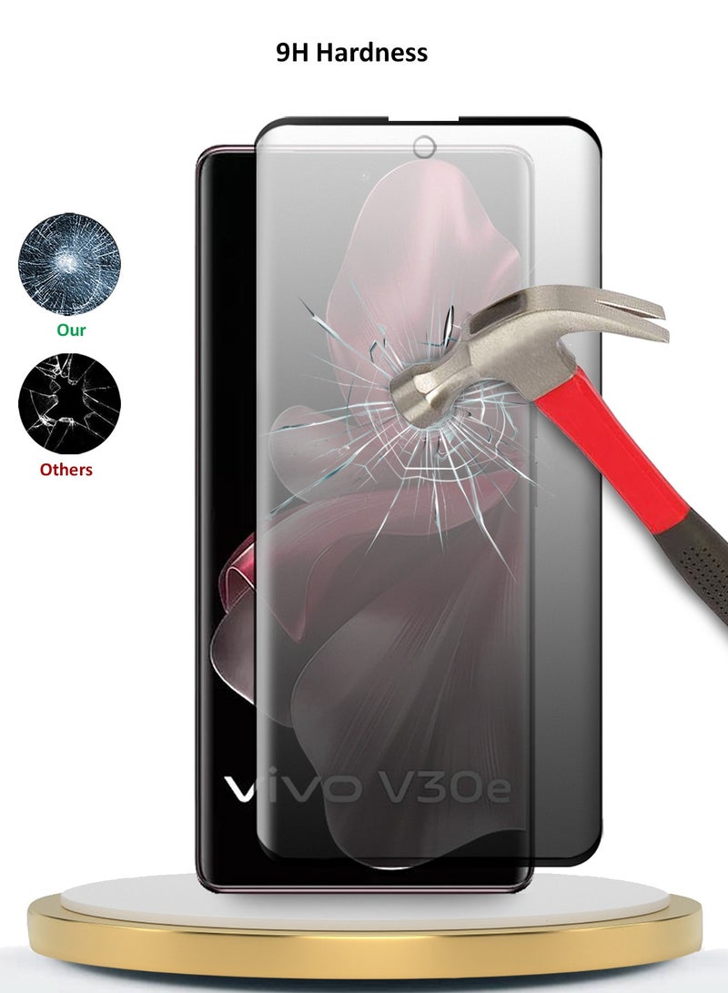 Wtech Premium E2E Privacy Full Glue Full Cover Tempered Glass Screen Protector For Vivo V30e 5G 2024 Clear/Black - Image 3