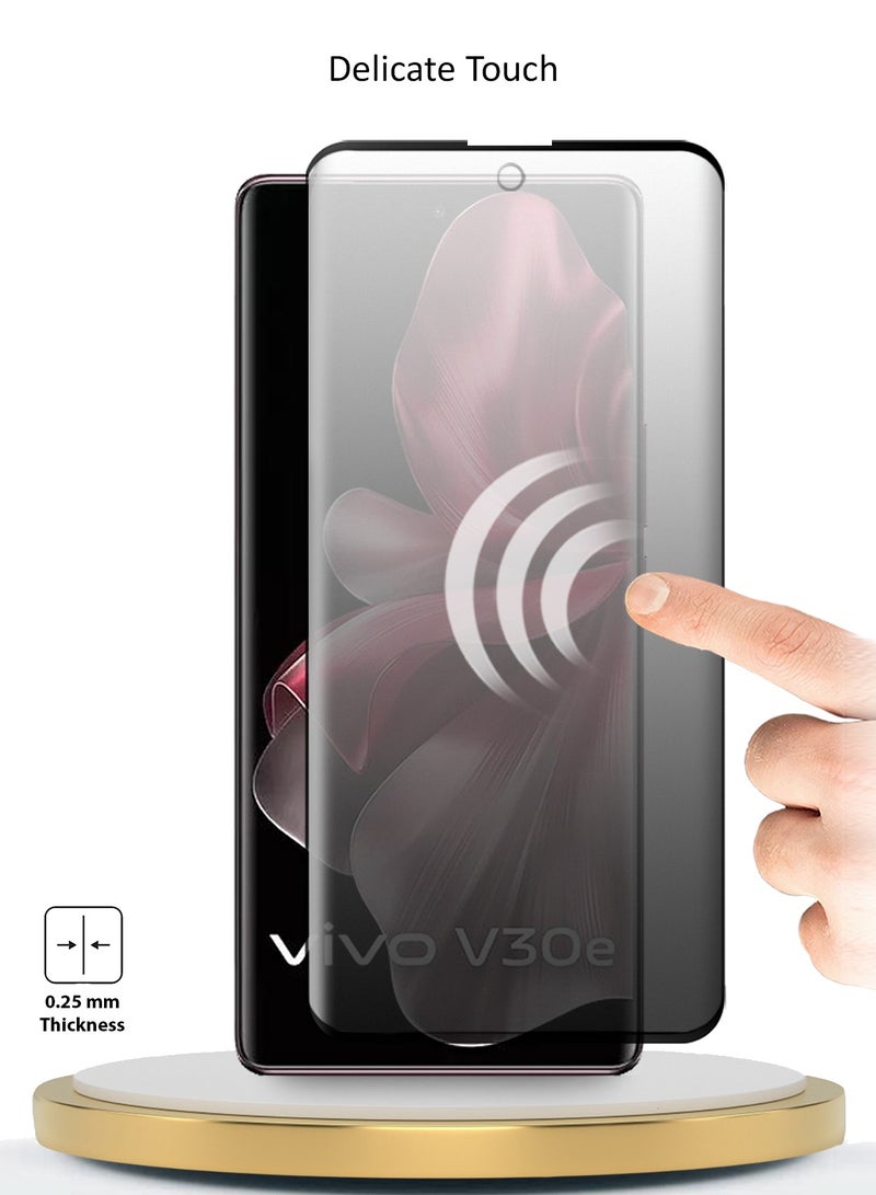 Wtech Premium E2E Privacy Full Glue Full Cover Tempered Glass Screen Protector For Vivo V30e 5G 2024 Clear/Black - Image 4