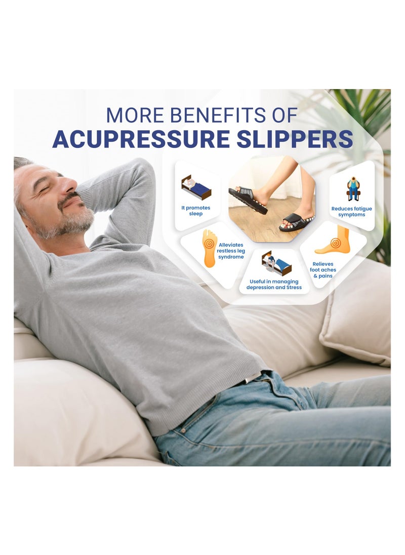 Generic - Acupressure Foot Massager Massage Slippers Shoes Reflexology Sandals Gift for Men Women, Reduce Feet Neuropathy Pain Relief and Tension, Promote Circulation (Black, Size: 27.5cm) - Image 1