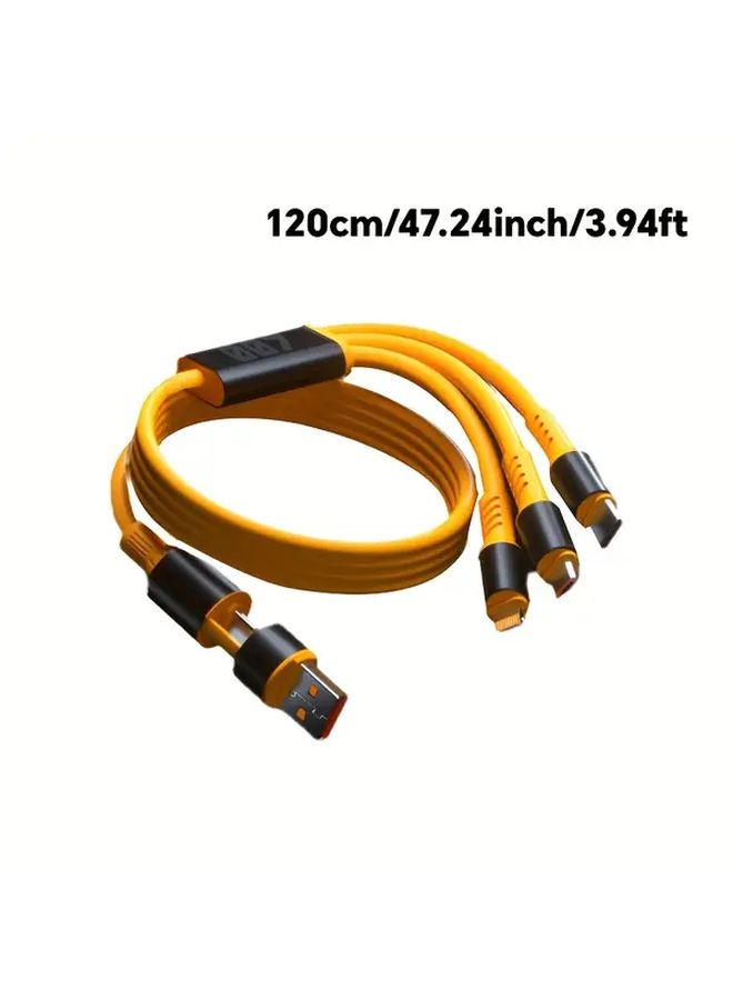 الكابل الأصفر ثلاثي الوظائف من نوع USB-C للشحن السريع بقدرة 10-20 واط للاستخدام مع أجهزة متعددة - Image 2