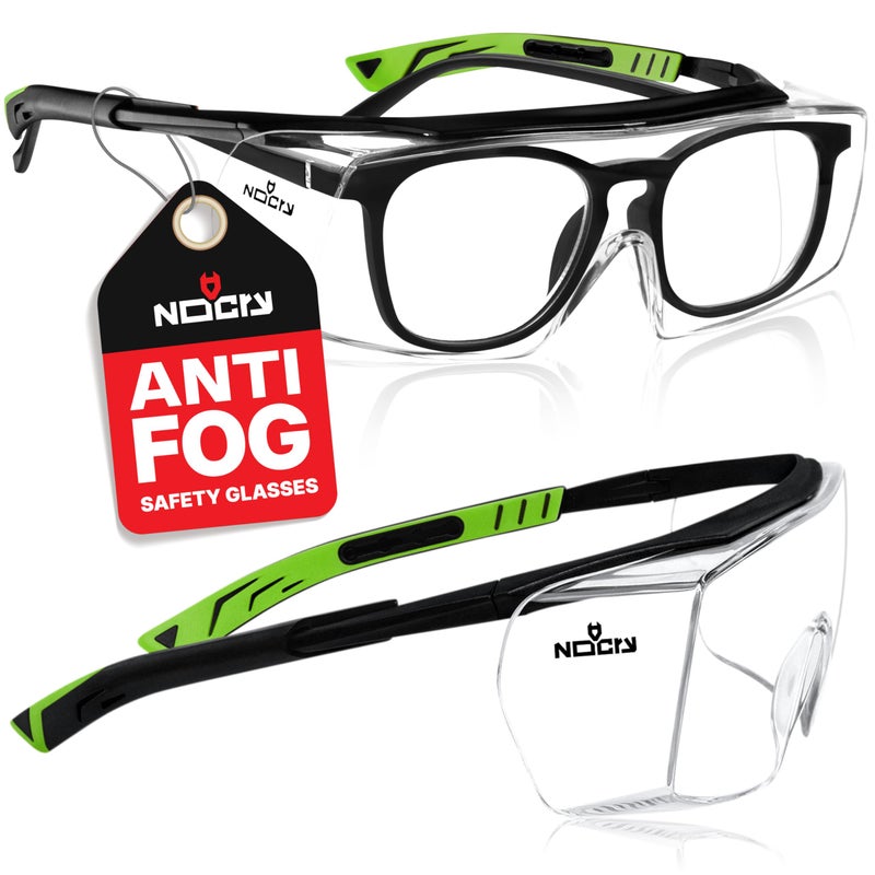 NoCry Anti Fog Safety Glasses that Fit Over Glasses with Scratch Resistant Lens â€” ANSI Z87 & OSHA Certified Over Glasses Safety Glasses for Men and Women with Adjustable Temples and 100% UV Protection - Image 1