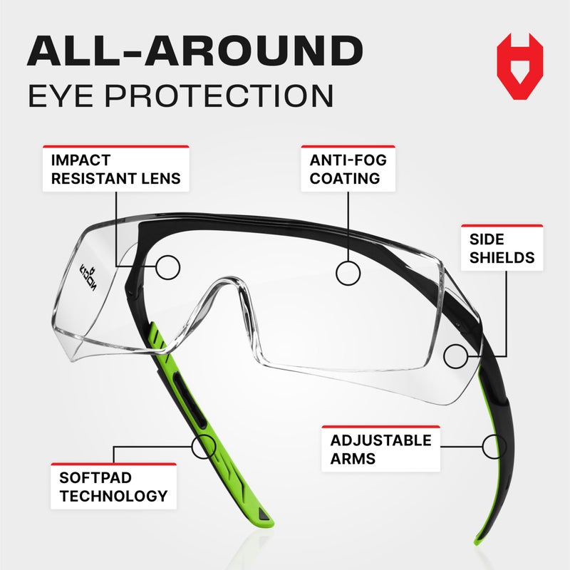 NoCry Anti Fog Safety Glasses that Fit Over Glasses with Scratch Resistant Lens â€” ANSI Z87 & OSHA Certified Over Glasses Safety Glasses for Men and Women with Adjustable Temples and 100% UV Protection - Image 5