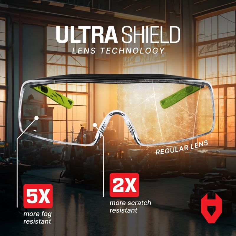 NoCry Anti Fog Safety Glasses that Fit Over Glasses with Scratch Resistant Lens â€” ANSI Z87 & OSHA Certified Over Glasses Safety Glasses for Men and Women with Adjustable Temples and 100% UV Protection - Image 2