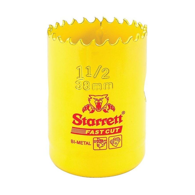 Starrett Starrett BiMetal Fast Cut Straight Pitch Hole Saw with Abrasion Resistant HSS Teeth  Ideal for Cutting Metal Steel and Wood  112 38mm Diameter 158 41mm Depth  FCH0112G  - Image 1