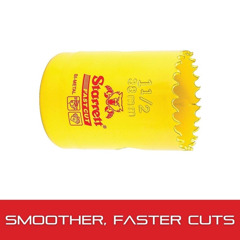 Starrett Starrett BiMetal Fast Cut Straight Pitch Hole Saw with Abrasion Resistant HSS Teeth  Ideal for Cutting Metal Steel and Wood  112 38mm Diameter 158 41mm Depth  FCH0112G  - Image 5