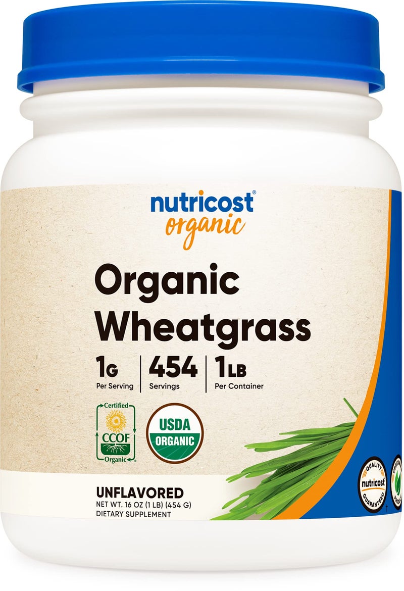 Nutricost Organic Wheatgrass Powder 1 LB - Non-GMO Superfood - Image 1