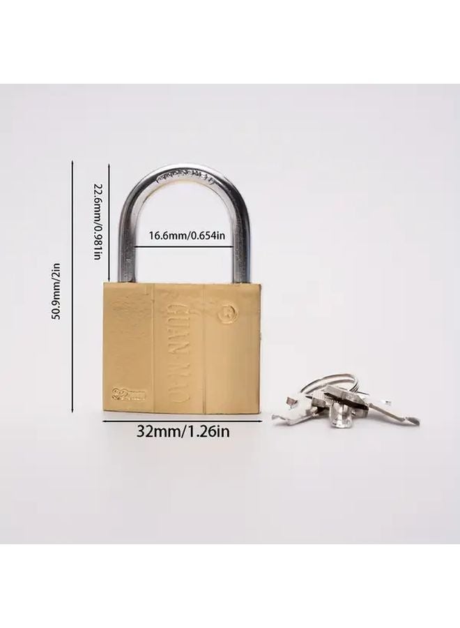 32mm Solid Metal Padlock with 3 Keys Anti Theft Security Lock for Luggage Backpack Shed - Image 1