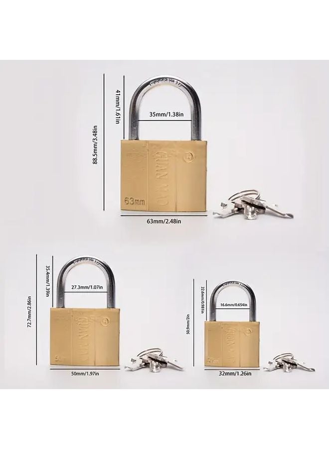 32mm Solid Metal Padlock with 3 Keys Anti Theft Security Lock for Luggage Backpack Shed - Image 3