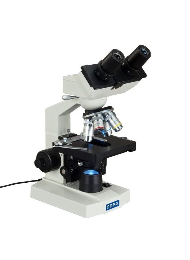 OMAX - 40X-2500X Lab Binocular Biological Compound LED Microscope with 3D Mechanical Stage and Coaxial Coarse/Fine Focusing Knob - Image 1