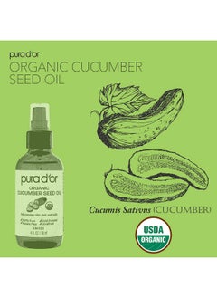 Pura d'or 4 Oz Organic Cucumber Seed Oil100% Pure Usda Certified Premium Grade All Natural Moisturizer Cold Pressed Unrefined Hexanefree Base Carrier Oil For Diy Skin Care For Men & Women  - Image 2